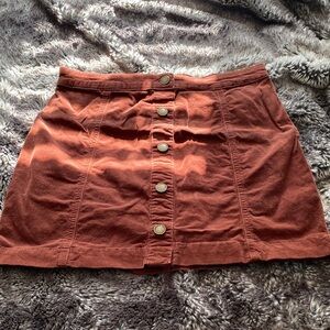 Copper Key Button-Front Skirt in Warm Brown